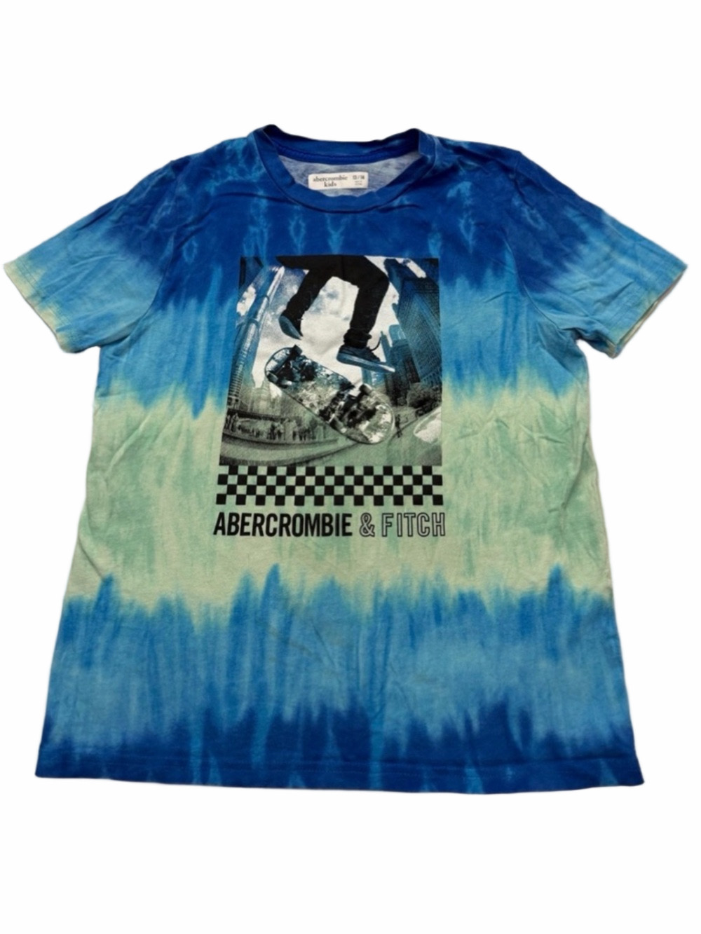 Abercrombie Kids Size 13/14 Blue Green Graphic Tee